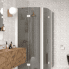 Curved shower enclosure Hietakari Infinia 275, white frame, grey tinted glass Curved shower enclosure Hietakari Infinia 275, white frame, grey tinted glass