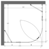 Curved shower enclosure Hietakari Infinia 276 – dimension drawing Curved shower enclosure Hietakari Infinia 276, hinged door with fixed part + hinged door with fixed part – 2
