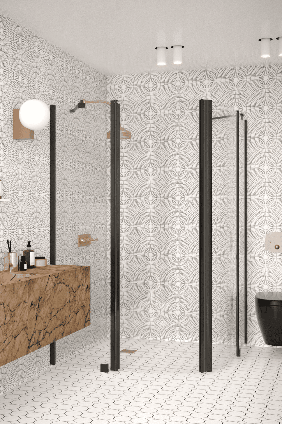 Curved shower enclosure Hietakari Infinia 276, hinged door with fixed part + hinged door with fixed part – 5