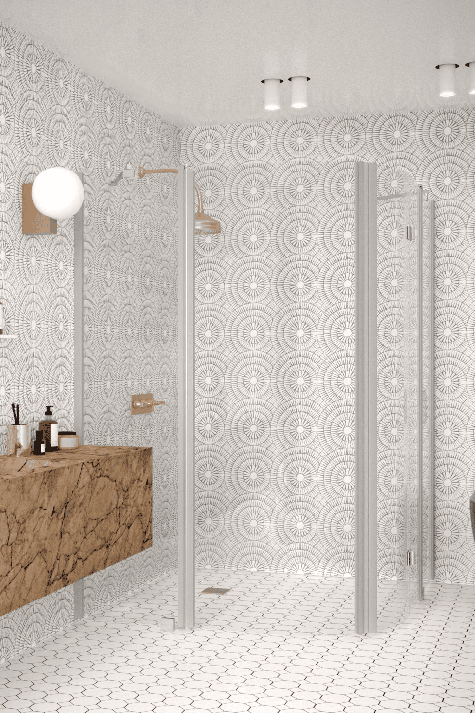 Curved shower enclosure Hietakari Infinia 277, hinged door with fixed part + folding door with fixed part – 4