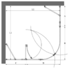 Curved shower enclosure Hietakari Infinia 277 – dimension drawing Curved shower enclosure Hietakari Infinia 277 – dimension drawing