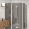 Curved shower enclosure Hietakari Infinia 278, aluminium frame, grey tinted glass Curved shower enclosure Hietakari Infinia 278, aluminium frame, grey tinted glass