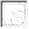Curved shower enclosure Hietakari Infinia 278 – dimension drawing Curved shower enclosure Hietakari Infinia 278 – dimension drawing