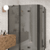 Curved shower enclosure Hietakari Infinia 278, black frame, grey tinted glass Curved shower enclosure Hietakari Infinia 278, black frame, grey tinted glass