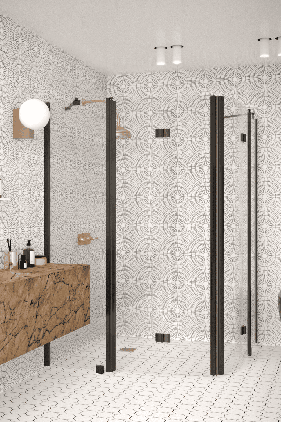 Curved shower enclosure Hietakari Infinia 278, folding door with fixed part + folding door with fixed part – 5