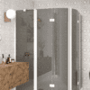 Curved shower enclosure Hietakari Infinia 278, white frame, grey tinted glass Curved shower enclosure Hietakari Infinia 278, white frame, grey tinted glass