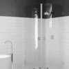 Curved shower enclosure Hietakari Vetro 552, chrome fittings, clear glass Curved shower enclosure Hietakari Vetro 552, chrome fittings, clear glass