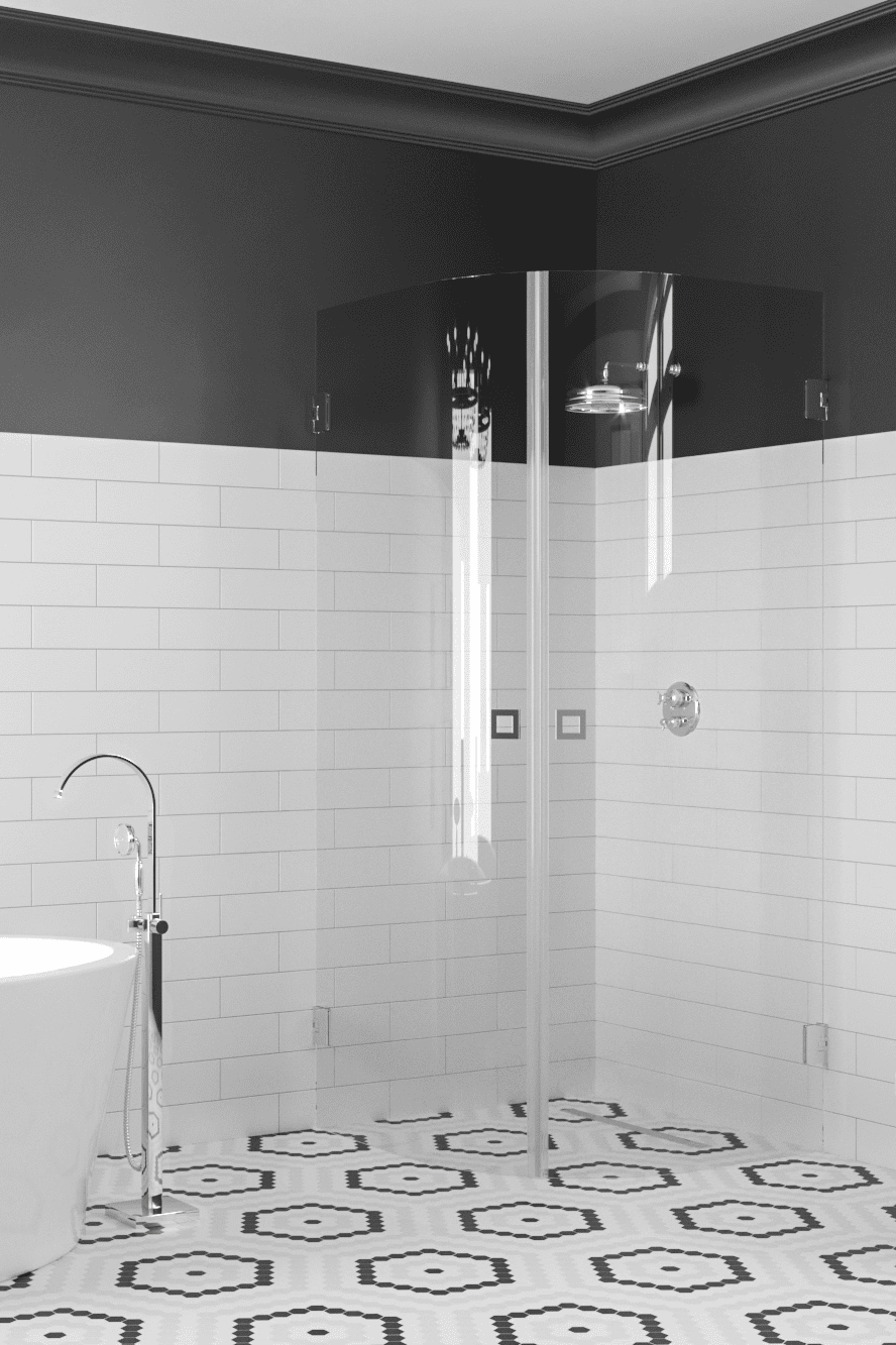 Curved shower enclosure Hietakari Vetro 552, chrome fittings, clear glass Curved shower enclosure Hietakari Vetro 552, chrome fittings, clear glass