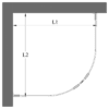 Curved shower enclosure Hietakari Vetro 552 – dimension drawing Curved shower enclosure Hietakari Vetro 552 – dimension drawing