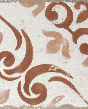 Valencian hydraulic-pattern porcelain floor tile Dune Antiga Barraquetes Teja, 20x20 cm, 9 mm, brick red