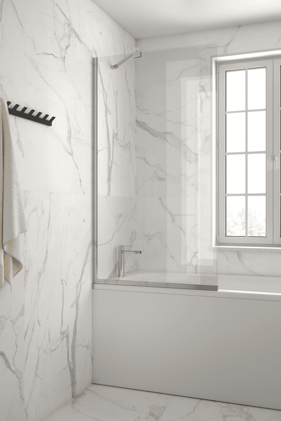 Fixed bath screen Hietakari Vetro VB1, chrome fittings, clear glass Fixed bath screen Hietakari Vetro VB1, chrome fittings, clear glass