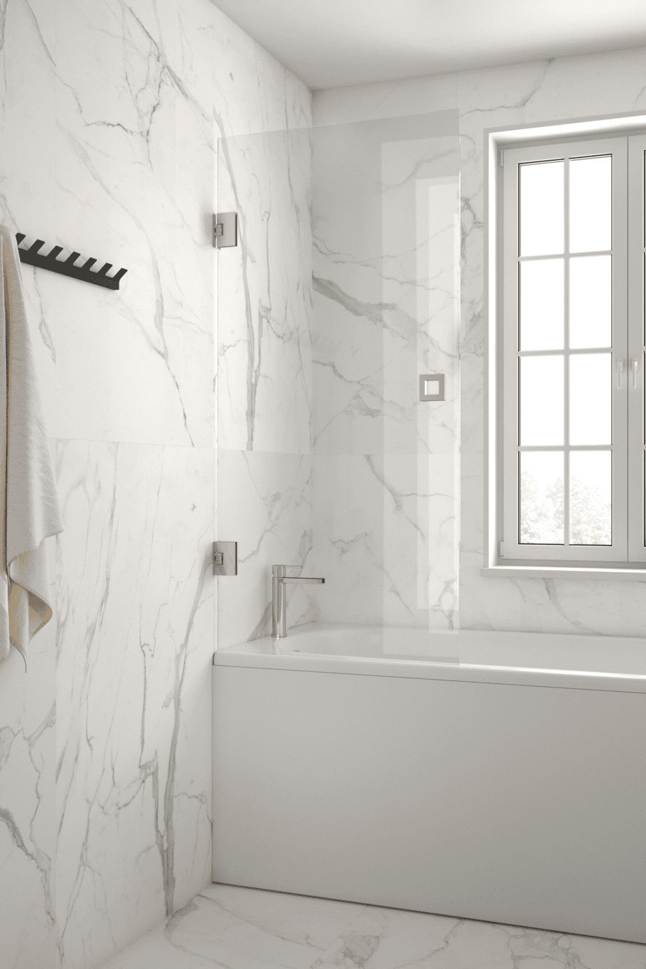 Hinged bath screen Hietakari Vetro VB2, chrome fittings, clear glass Hinged bath screen Hietakari Vetro VB2, chrome fittings, clear glass