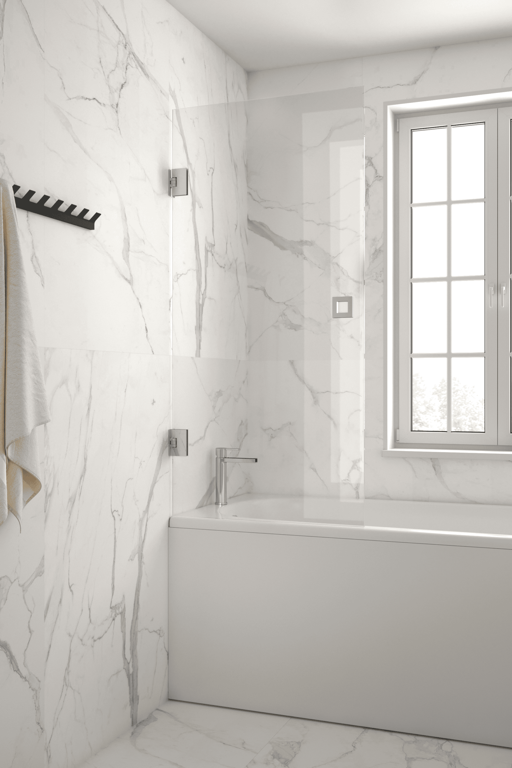 Hinged bath screen Hietakari Vetro VB2, chrome fittings, clear glass Hinged bath screen Hietakari Vetro VB2, chrome fittings, clear glass