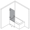Hinged bath screen Hietakari Vetro VB2 – dimension drawing Hinged bath screen Hietakari Vetro VB2 – dimension drawing