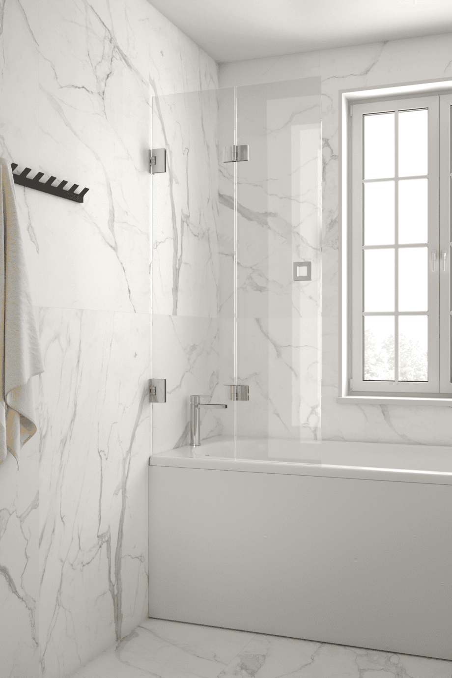 Folding bath screen Hietakari Vetro VB3, chrome fittings, clear glass Folding bath screen Hietakari Vetro VB3, chrome fittings, clear glass