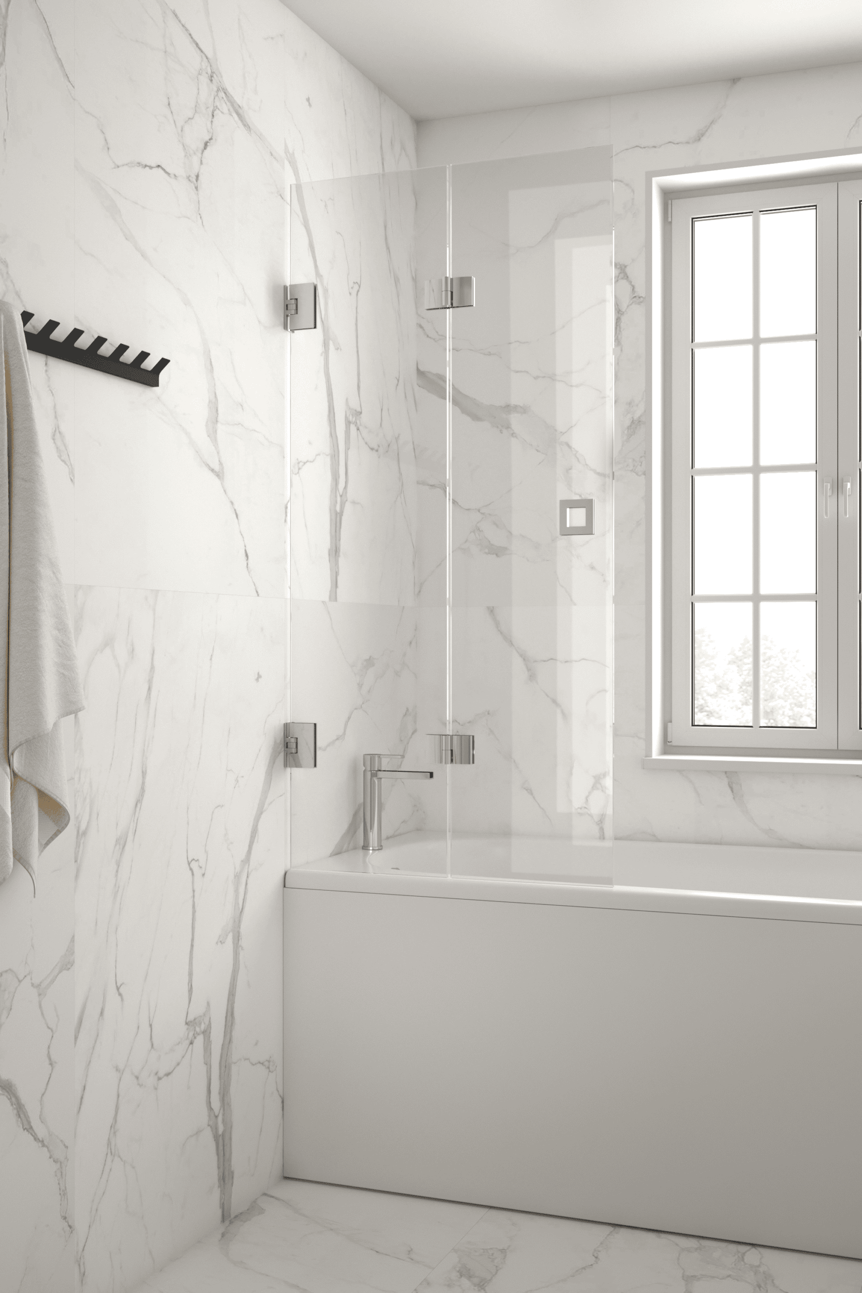 Folding bath screen Hietakari Vetro VB3, chrome fittings, clear glass Folding bath screen Hietakari Vetro VB3, chrome fittings, clear glass