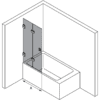Folding bath screen Hietakari Vetro VB3 – dimension drawing Folding bath screen Hietakari Vetro VB3 – dimension drawing