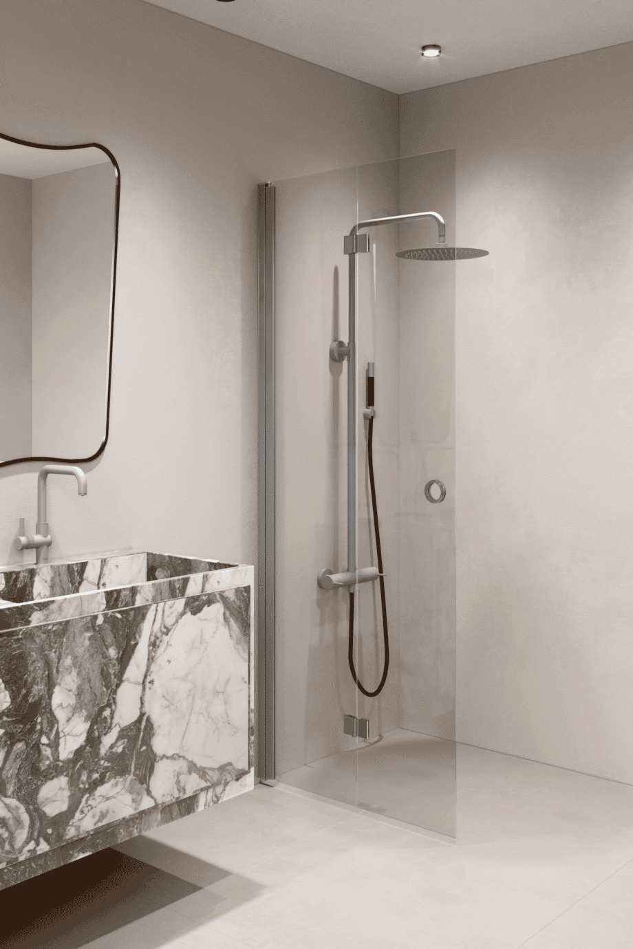Folding shower screen Hietakari Forma 303 – view 4 Folding shower screen Hietakari Forma 303 – 4