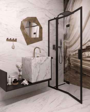 Folding shower screen with fixed part Hietakari Bläk 884 New York