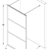Walk-in shower screen Hietakari Bläk 713 Tokyo – dimension drawing Walk-in shower screen Hietakari Bläk 713 Tokyo – dimension drawing