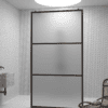 Walk-in shower screen Hietakari Bläk 713 Tokyo, black frame, satin frosted glass Walk-in shower screen Hietakari Bläk 713 Tokyo, black frame, satin frosted glass