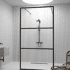 Walk-in shower screen Hietakari Bläk 713 Tokyo, white frame, grey tinted glass Walk-in shower screen Hietakari Bläk 713 Tokyo, white frame, grey tinted glass