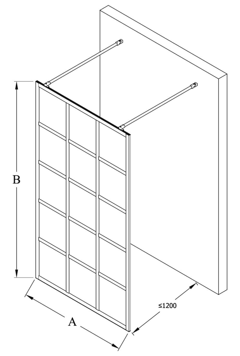 Walk-in shower screen Hietakari Bläk 714 Paris – dimension drawing Walk-in shower screen Hietakari Bläk 714 Paris – 2