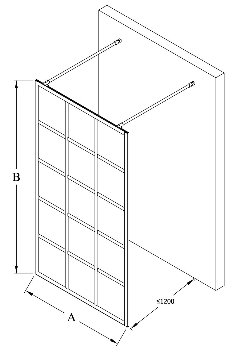 Walk-in shower screen Hietakari Bläk 714 Paris – 2