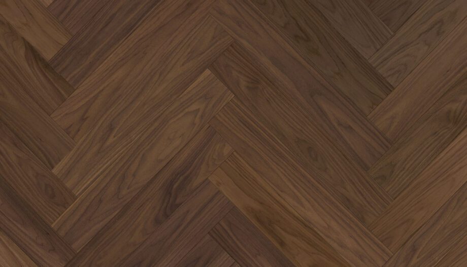 Walnut Herringbone Parquet Esta AB extra matt lacquered – close-up Walnut Herringbone Parquet Esta AB extra matt lacquered – 3