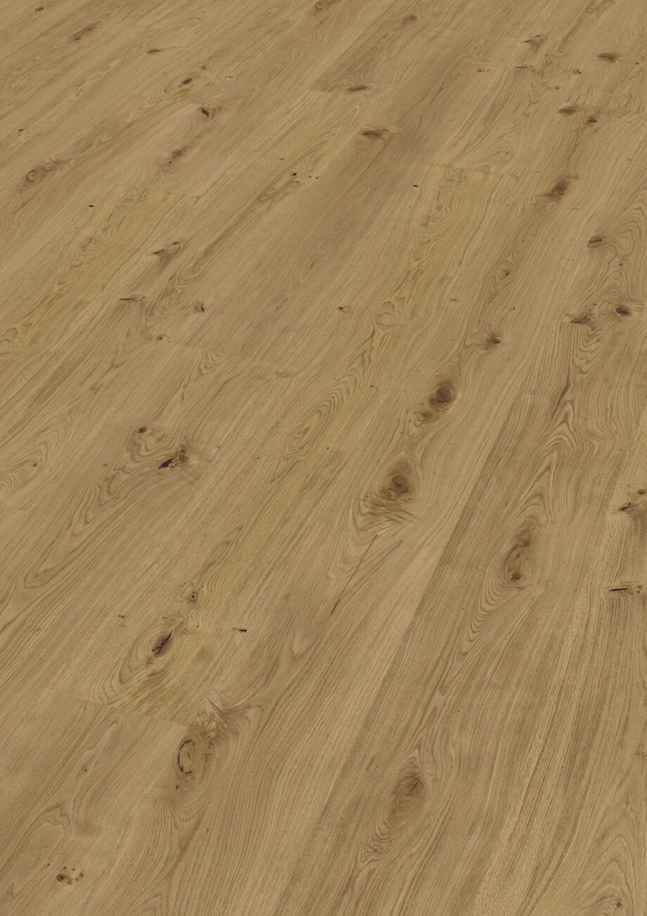 Wooden floor Trinity Oak Rustical 1-strip beveled hand scraped brushed oiled