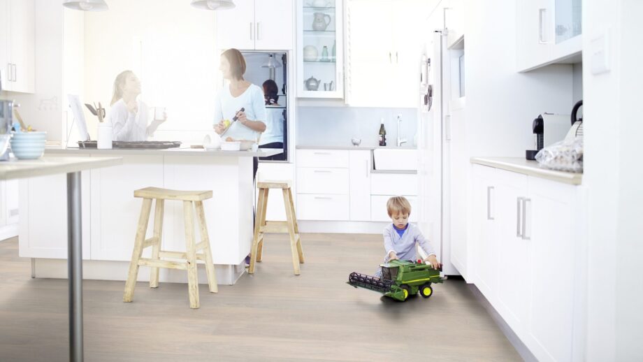 Parquet Tarkett, Shade, Oak Cotton White Plank XT, 1-strip, 2 sides bevelled, stained, Proteco Natura mat lacquer