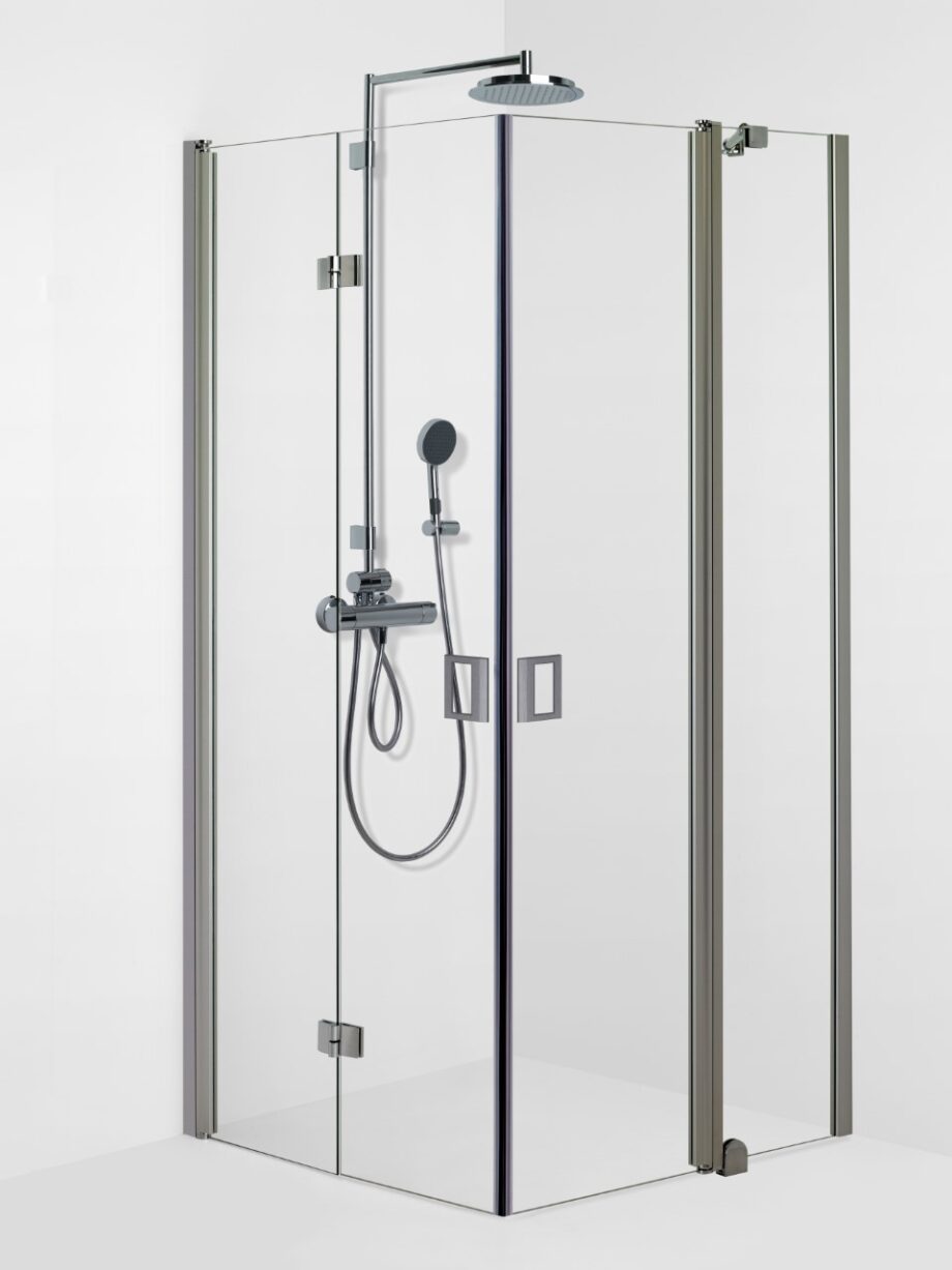 Shower corner (room divider) with folding door and half sized door FENIC 313X314