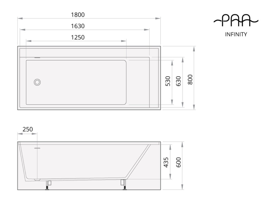 Bathtub PAA INFINITY matt silkstone