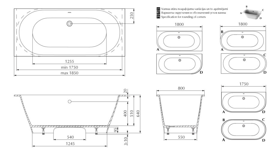 Bathtub PAA VARIO GRANDE cast stone