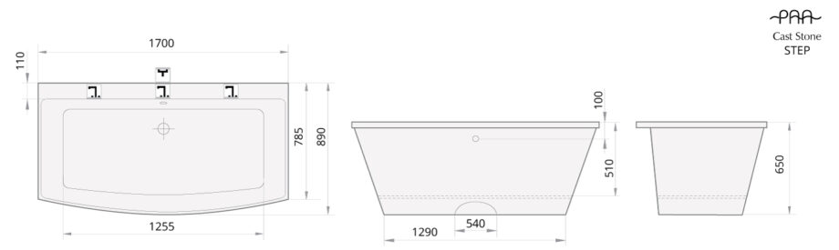 Bathtub PAA STEP in Cast Stone