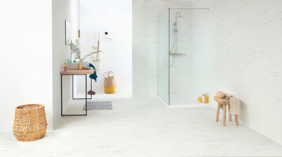 LVT Vinyl QUICK STEP, Ambient Click Plus, Marble Carrara White, beveled