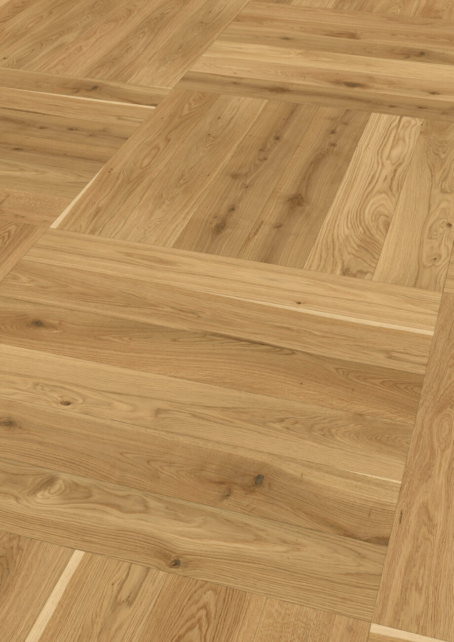 Parquet Oak, ter Hürne, Oak, brushed, beveled, matt lacquered