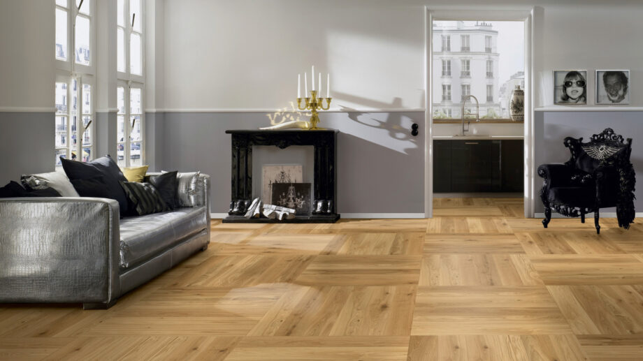 Parquet Oak, ter Hürne, Oak, brushed, beveled, matt lacquered