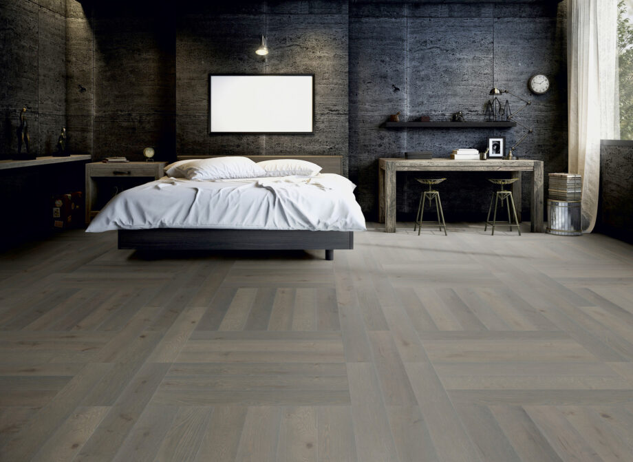 Parquet Oak, ter Hürne, Oak azure brown, brushed, beveled, natural oil-treated