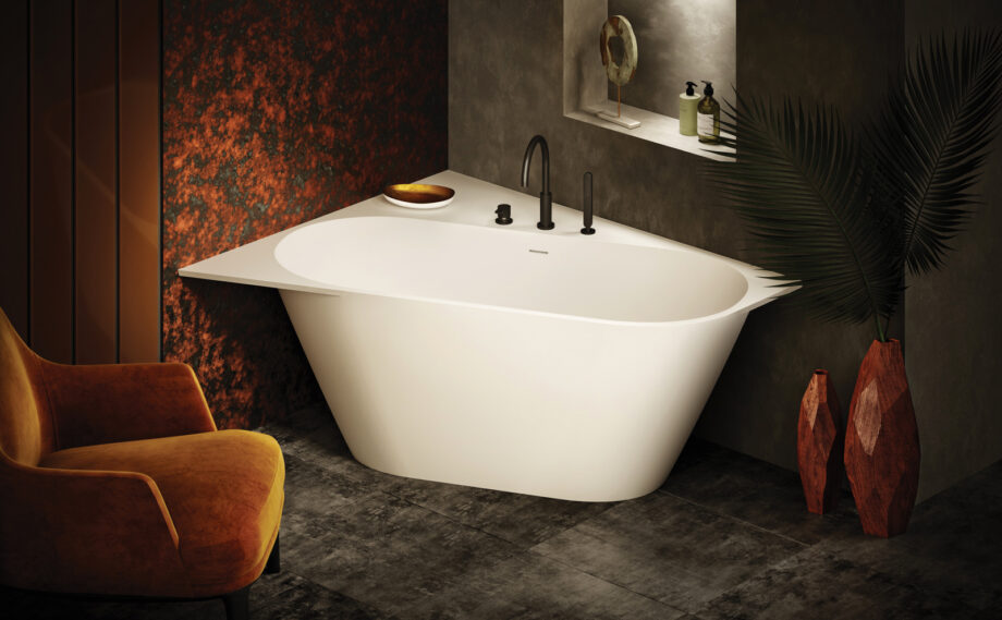 Bathtub PAA DECO CORNER A Silkstone matt corner bathtub