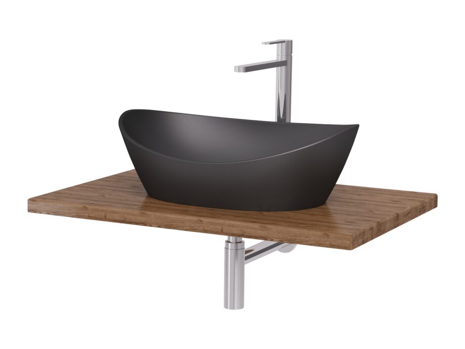 Washbasin PAA AMORE Silkstone matt GRAPHITE countertop washbasin with GRAPHITE siphon cover