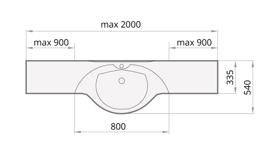 Washbasin PAA BETA cast stone 800-1000 mm