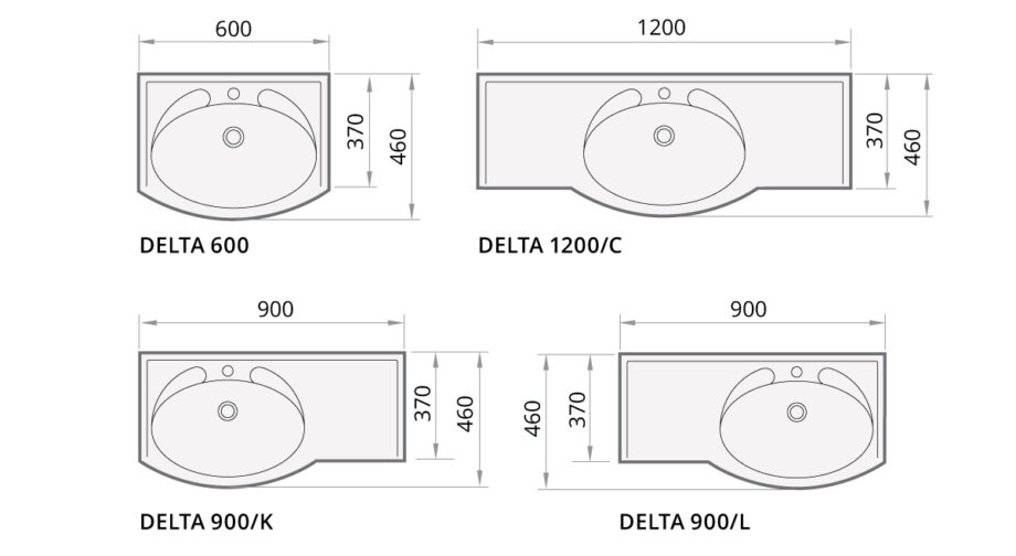 Washbasin PAA DELTA cast stone 600 mm