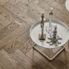 Herringbone parquet oak, Tarkett, Segno Oak Old Grey, brushed, beveled, hardwax oil, left modular – 2