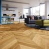 Parquet Oak, Caramel, 1-strip, beveled, brushed, matte lacquer, french herringbone – 2