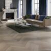 Parquet Oak, Marzipan Muffin, 1-strip, beveled, brushed, stained, matt lacquer, herringbone, click – 2
