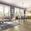 Parquet Oak, Medio Mont Blanc, 1-strip, beveled, stained, matt lacquer – 2