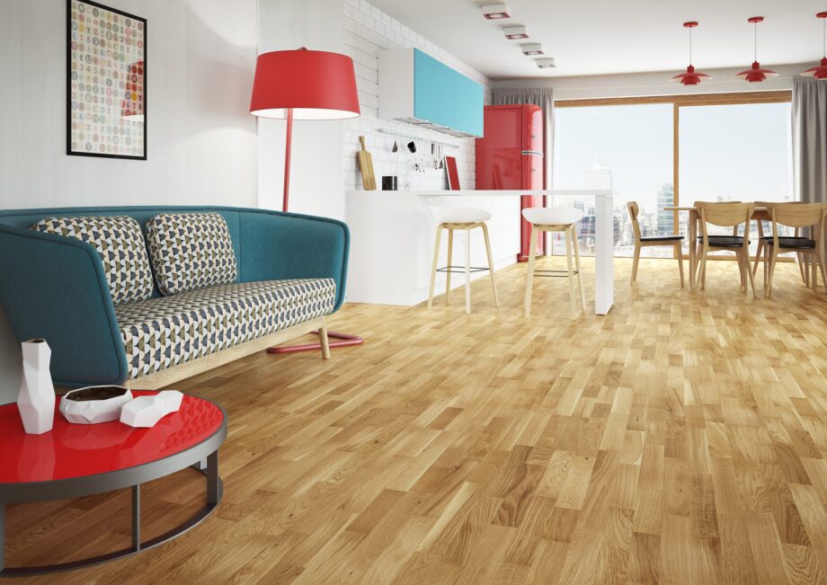 Parquet Oak, Molti Azure Window, 3-strip, matt lacquer – 3