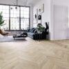 Parquet Oak, Salt, 1-strip, beveled, brushed, natural oil, french herringbone – 2