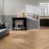 Parquet Oak, ter Hürne, oak light beige, herringbone, brushed, beveled, white natural oil-treated – 3
